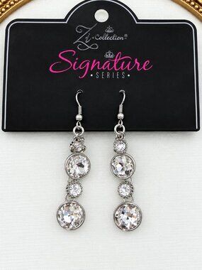 Zi Collection Signature Series Crystal Dangle Earrings NWT Silver Tone